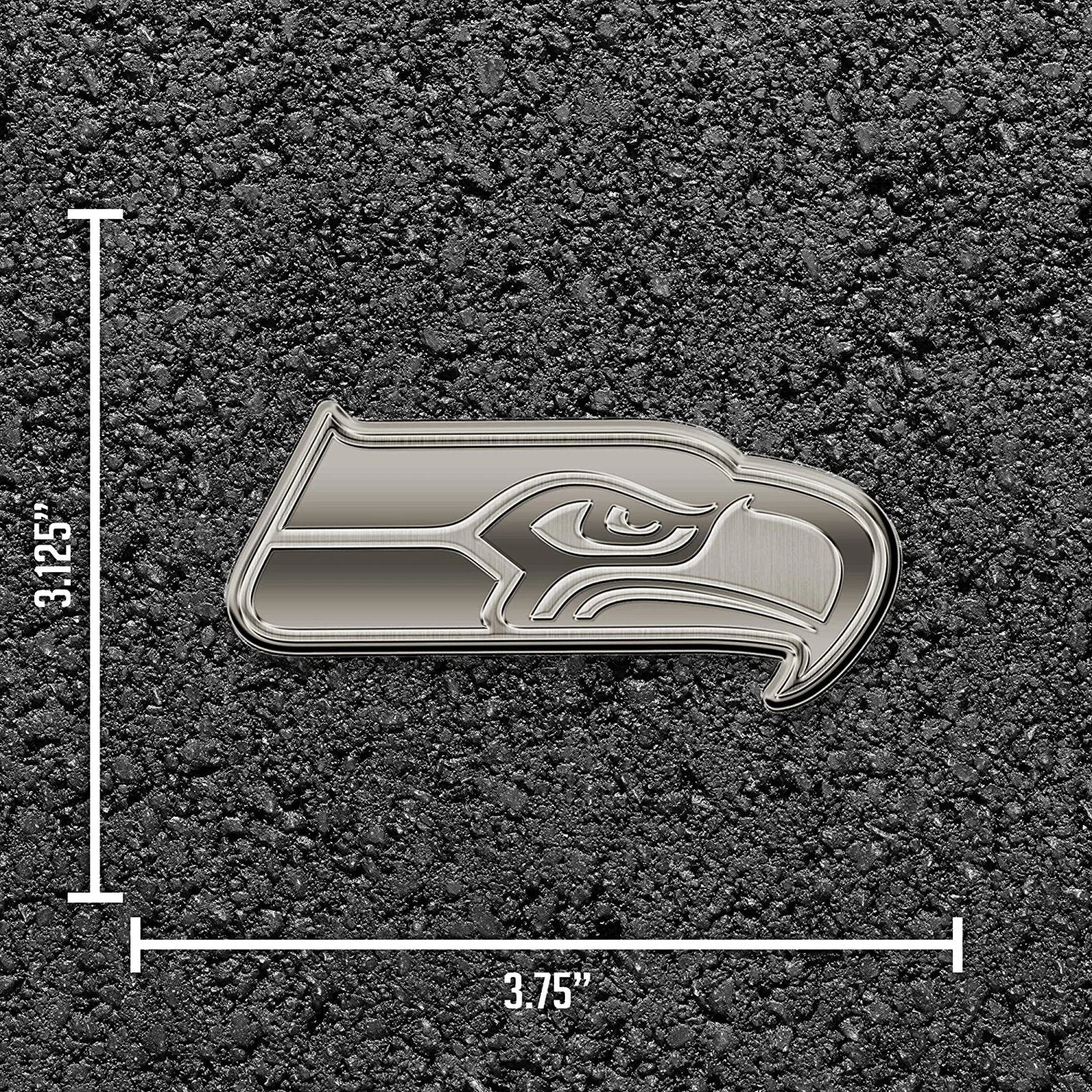 Seattle Seahawks Solid Metal Auto Emblem Antique Nickel Design