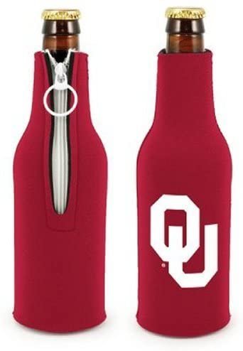 University of Oklahoma Sooners Pair of 16oz Drink Zipper Bottle Cooler Insulated Neoprene Beverage Holder, Logo Design