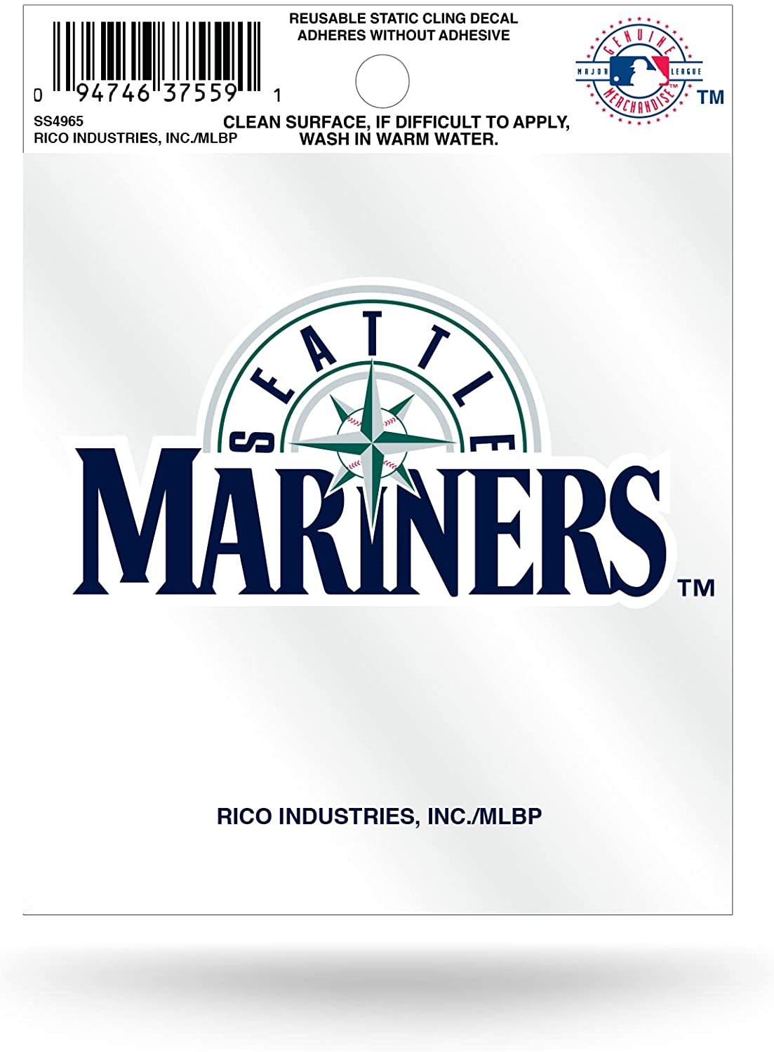 Seattle Mariners 3 Inch Flat Static Cling Decal Secondary Logo