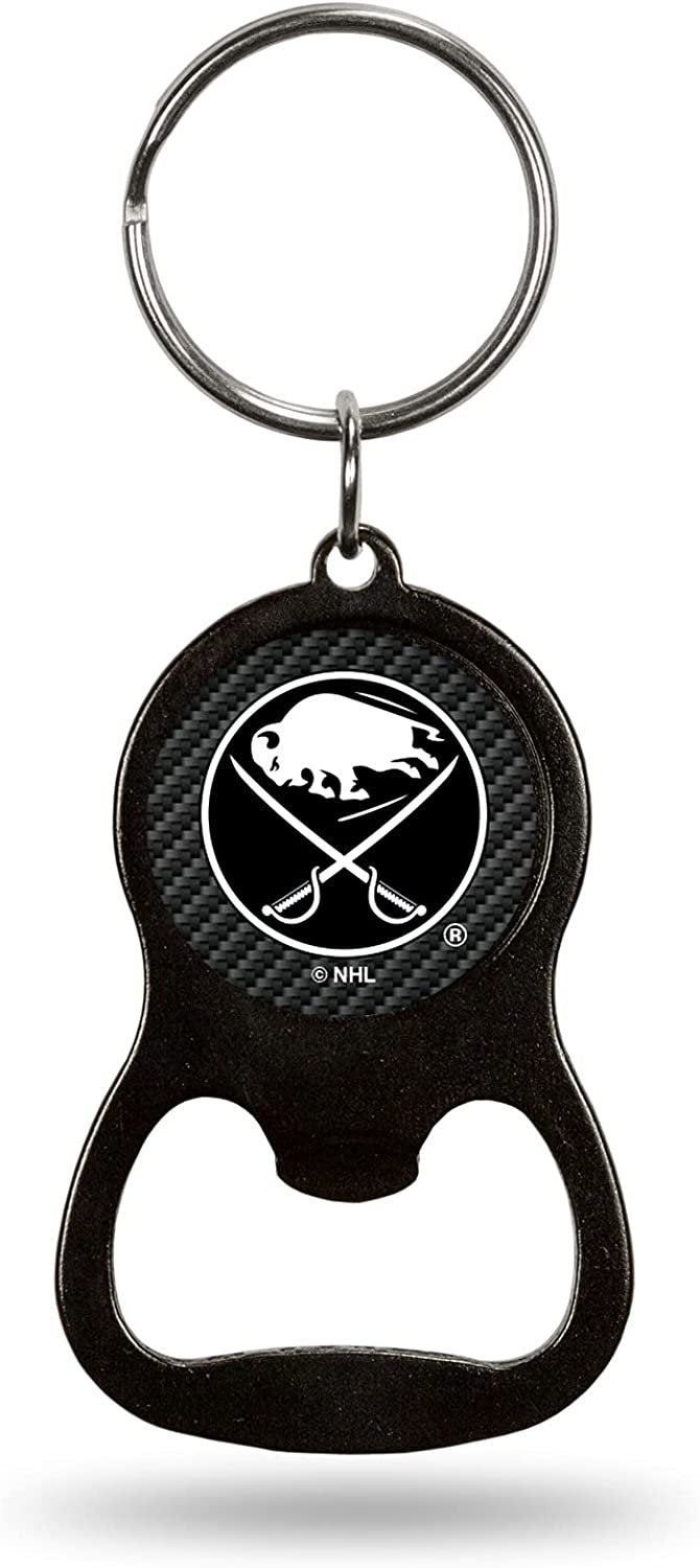 Buffalo Sabres Metal Keychain Bottle Opener, Carbon Fiber Design