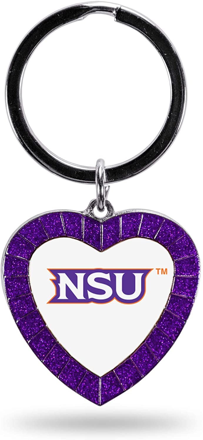 Northwestern State University Demons Keychain Rhinestone Heart Colored 3 Inch