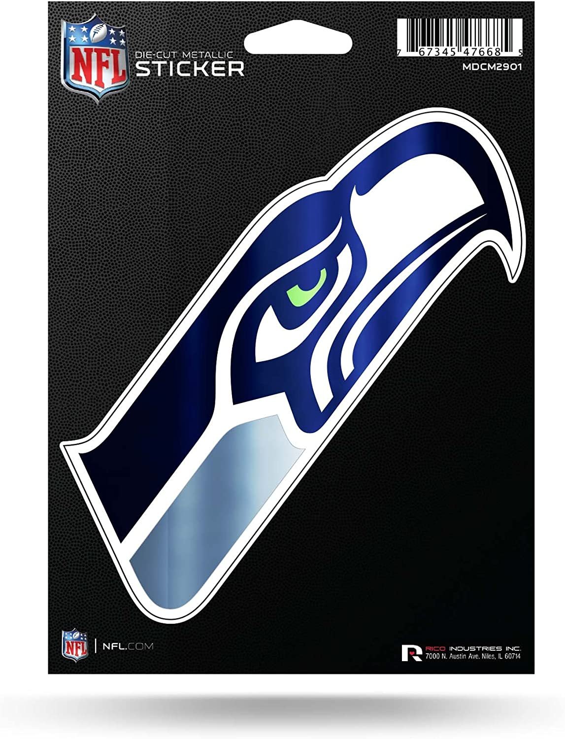 Seattle Seahawks 5 Inch Die Cut Decal Sticker, Metallic Shimmer Design, Full Adhesive Backing