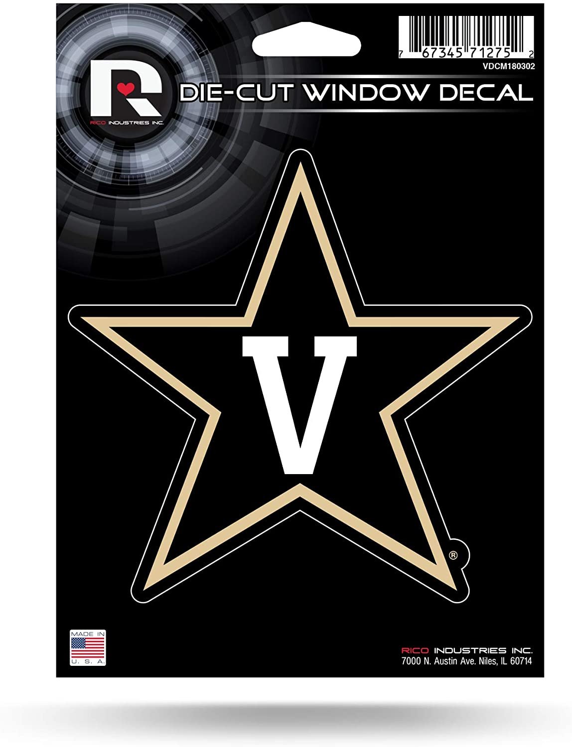 Vanderbilt University Commodores 5 Inch Sticker Decal Flat Vinyl Full Adhesive Backing