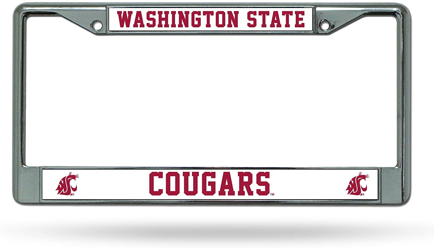 Washington State University Cougars Metal License Plate Frame Chrome Tag Cover, 12x6 Inch
