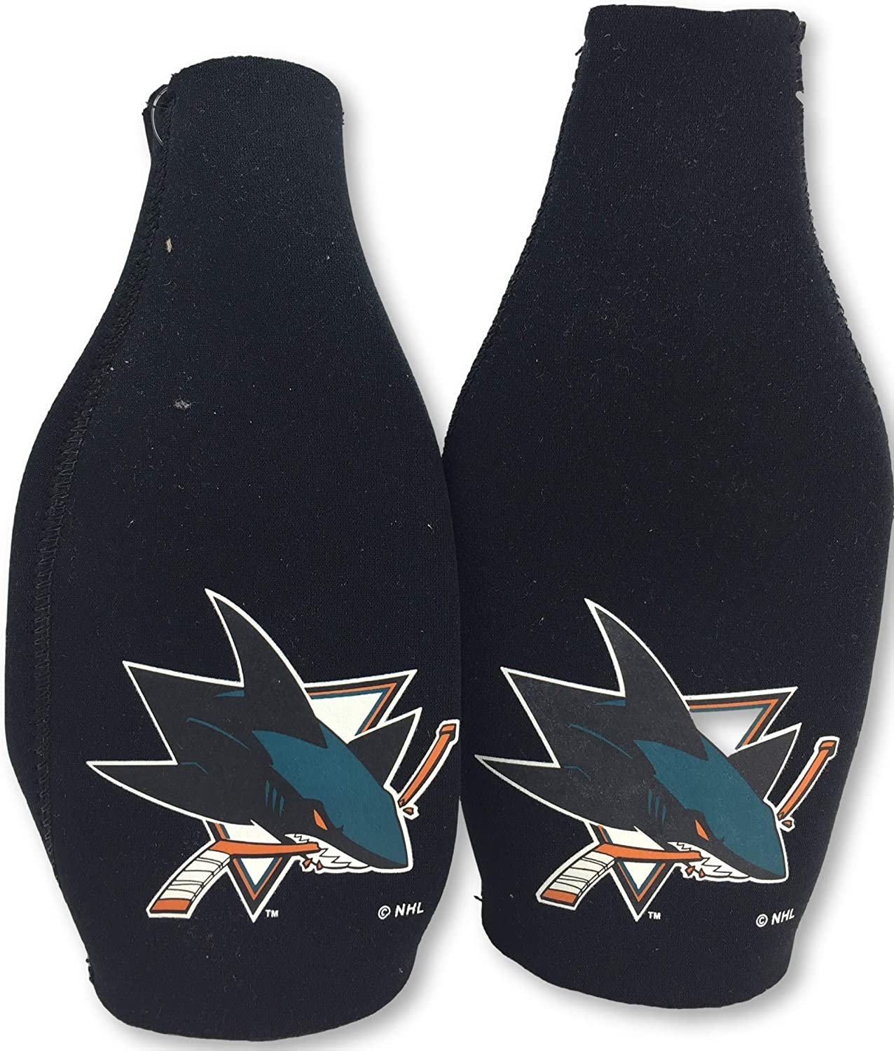 San Jose Sharks Pair of 16 oz Drink Bottle Coolers Insulators Neoprene Beer Soda