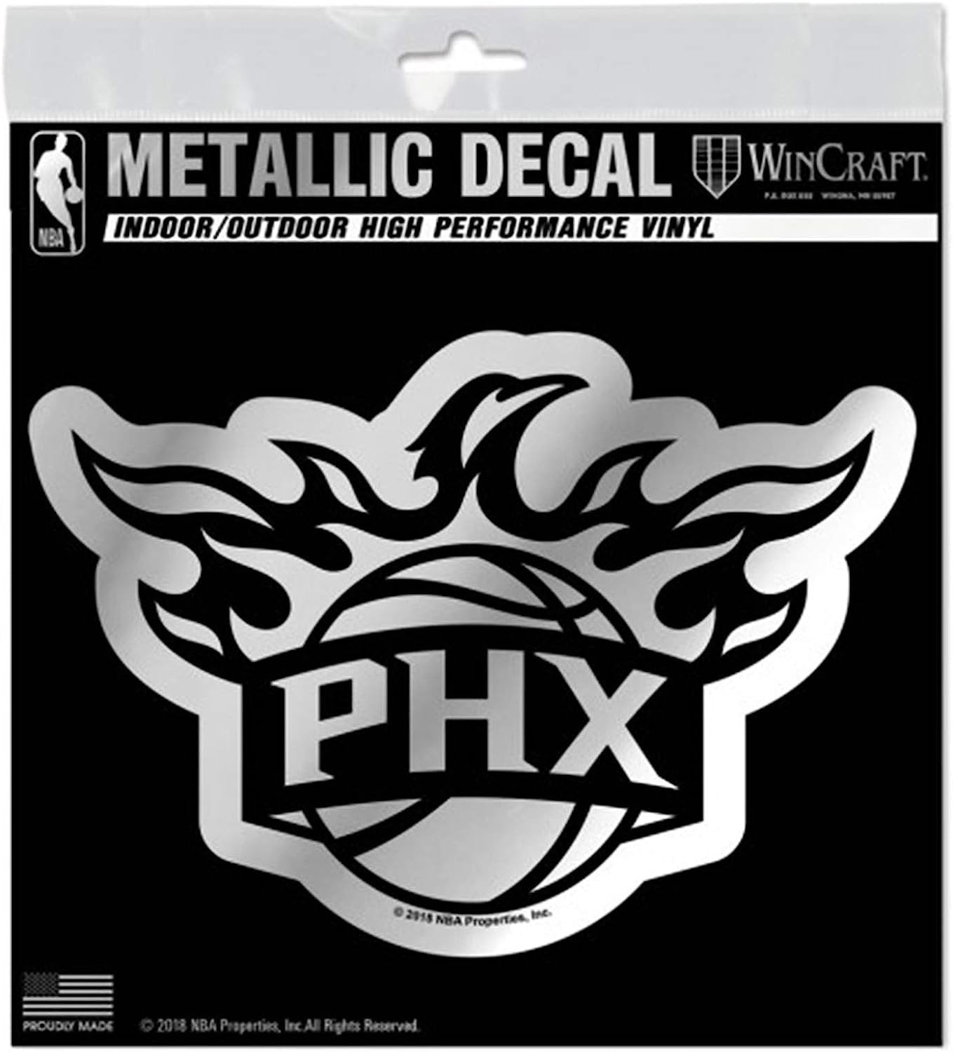 Phoenix Suns Decal Sticker 6 Inch All Surface Full Adhesive Backing Die Cut, Chrome Design
