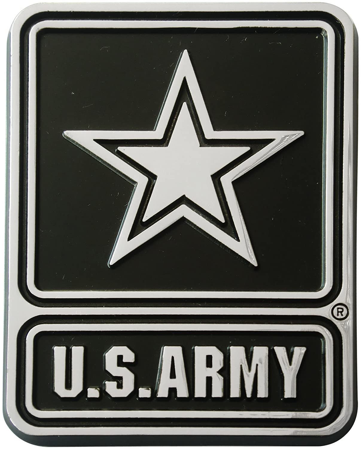 US Army Military Auto Emblem, Heavy Duty Solid Metal, Raised Decal Sticker, Tape Adhesive Backing, 3 Inch