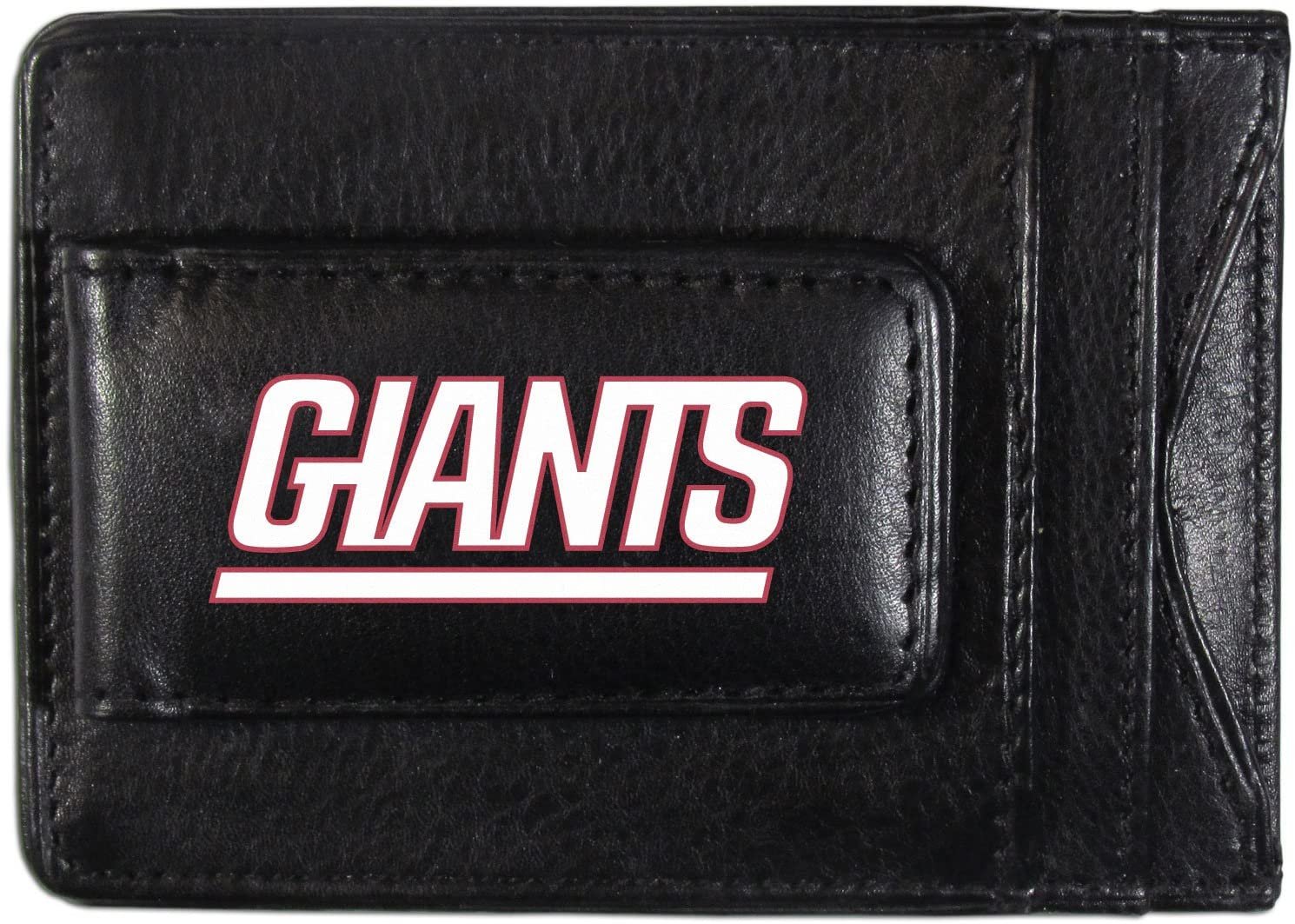 New York Giants Black Leather Wallet, Front Pocket Magnetic Money Clip, Printed Logo