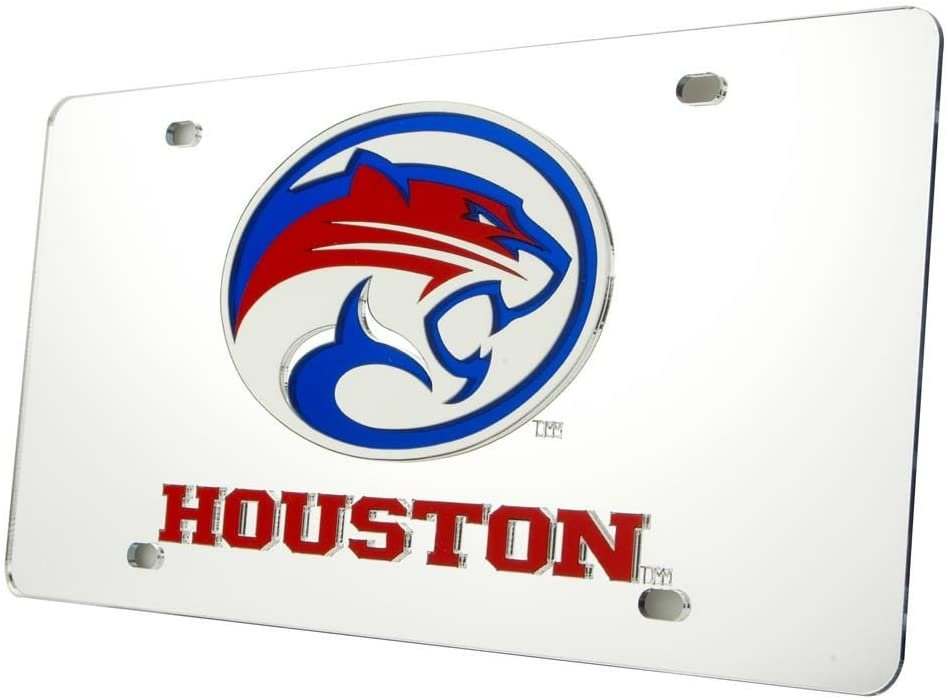University of Houston Cougars Premium Laser Cut Tag License Plate, Mirrored Acrylic Inlaid, 6x12 Inch