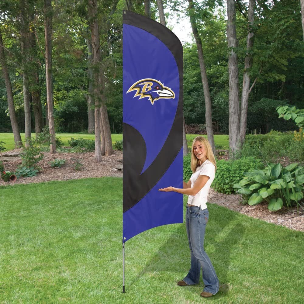 Baltimore Ravens Tall Team Flag Tailgating Flag Kit 8.5 x 2.5 feet with Pole
