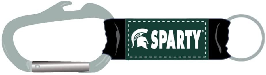 Michigan State University Spartans Premium Carabiner Clip Keychain Bottle Opener Combo