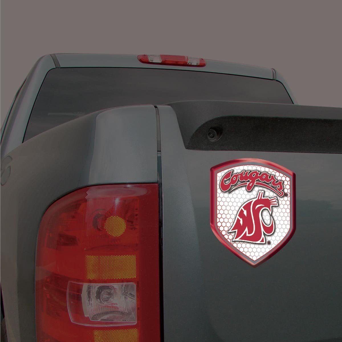 Washington State University Cougars High Intensity Reflector, Shield Shape, Raised Decal Sticker, 2.5x3.5 Inch, Home or Auto, Full Adhesive Backing
