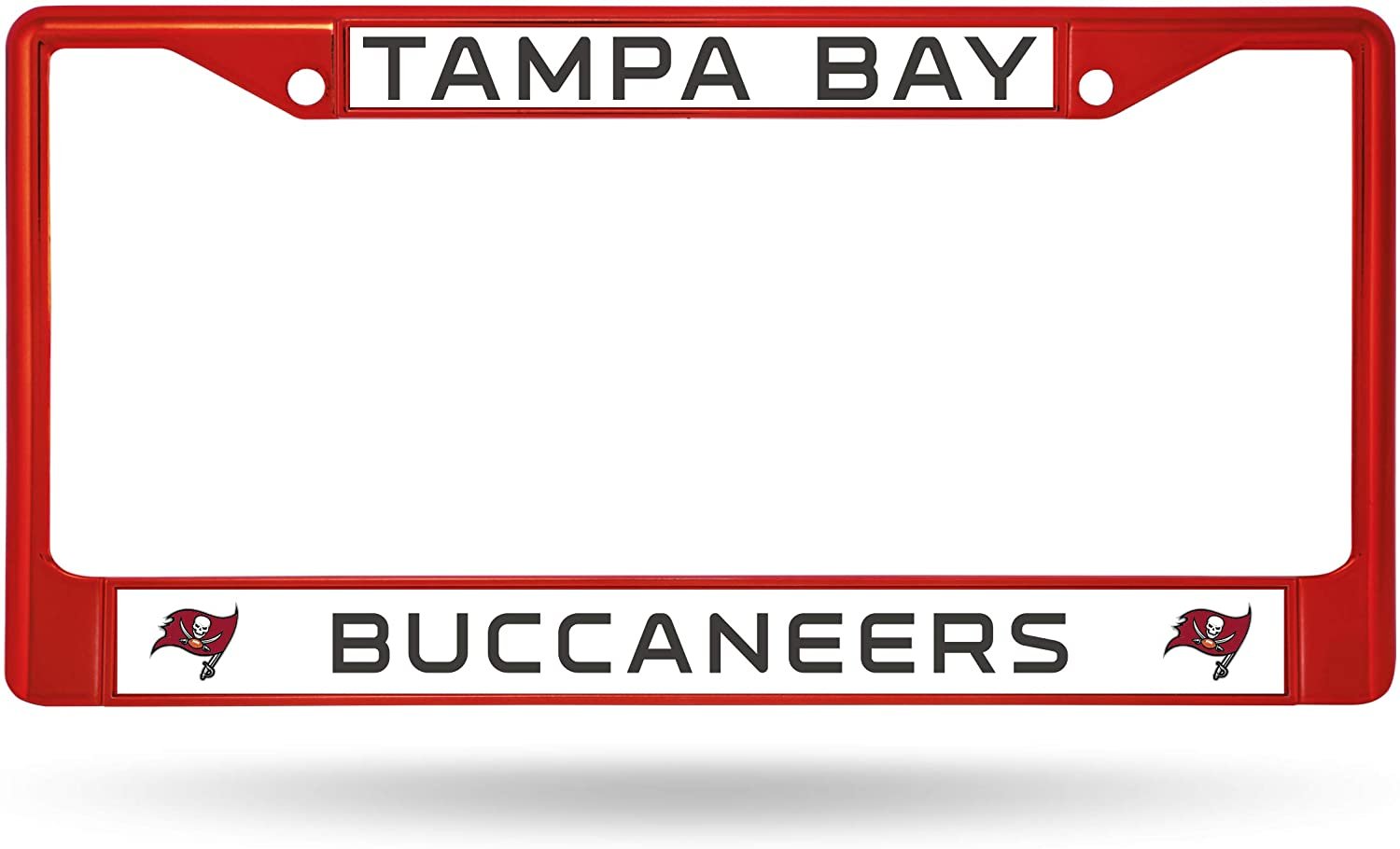Tampa Bay Buccaneers Premium Red Metal License Plate Frame Tag Cover, 6x12 Inch