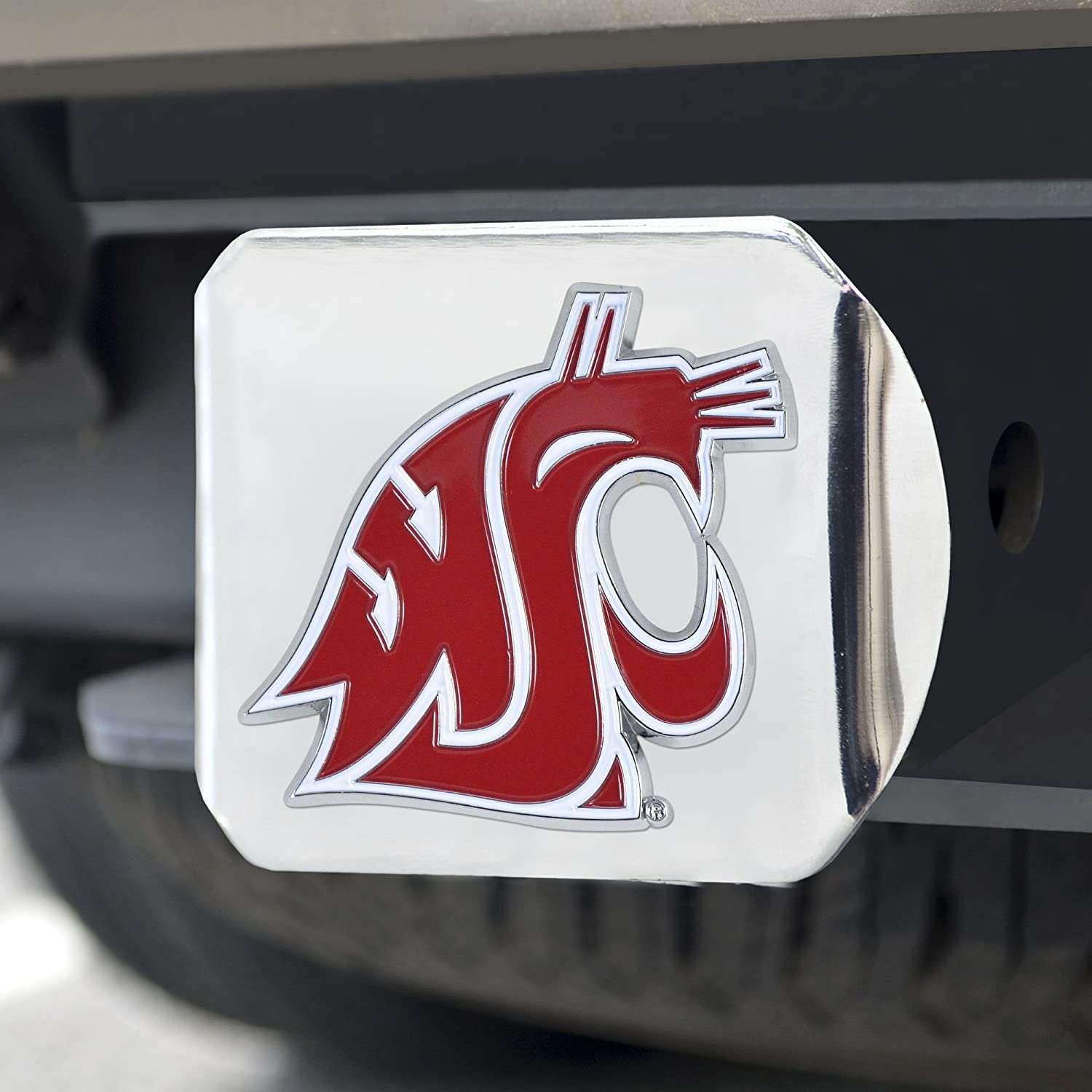 Washington State Cougars Hitch Cover Solid Metal with Raised Color Metal Emblem 2" Square Type III University