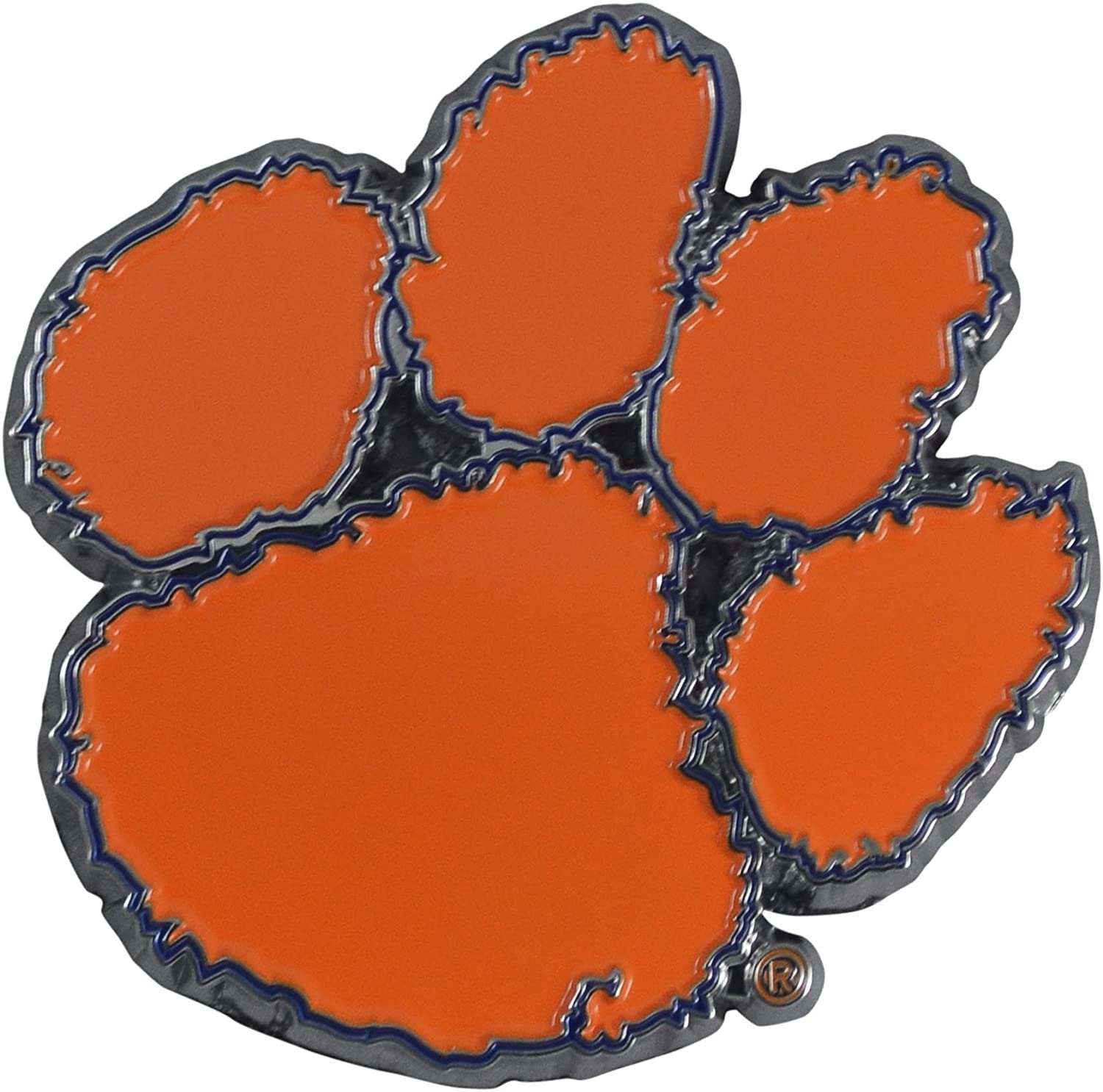 Clemson University Tigers Solid Metal Color Auto Emblem Raised Decal Adhesive Tape Backing