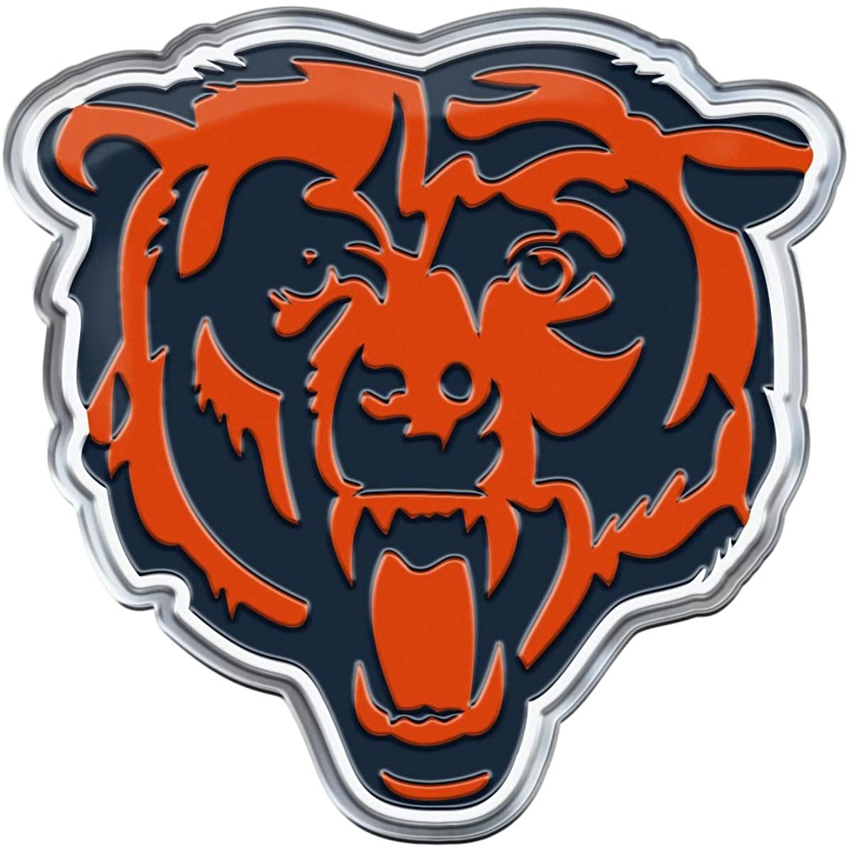 Chicago Bears Premium Aluminum Metal Raised Auto Emblem, Alternate Logo, Color Embossed, Full Adhesive Backing