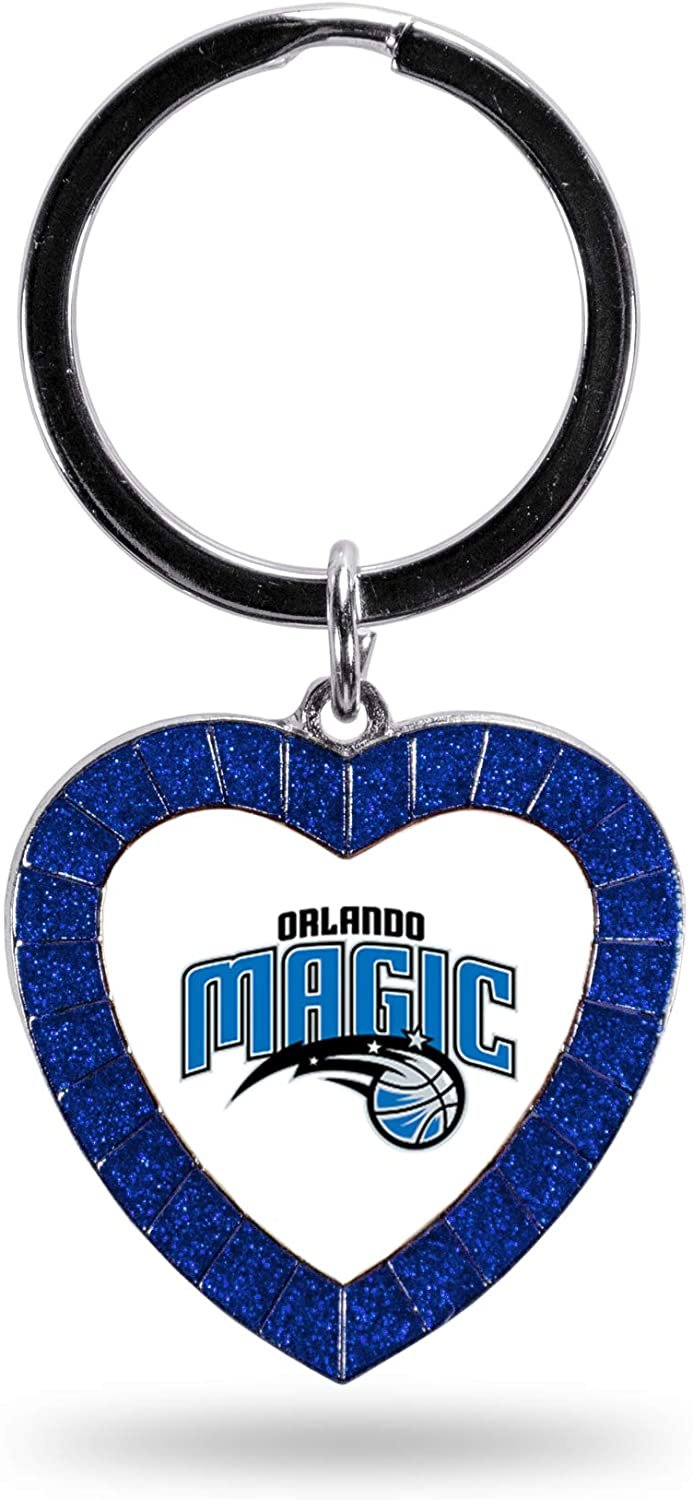 Orlando Magic Metal Keychain Rhinestone Colored Heart Shape