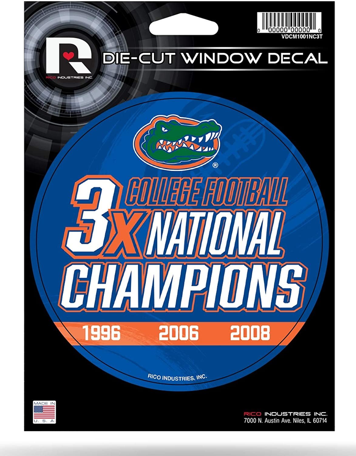 Florida Gators 5" Decal Sticker 3X Time Champions Flat Vinyl Auto Emblem College Football University of