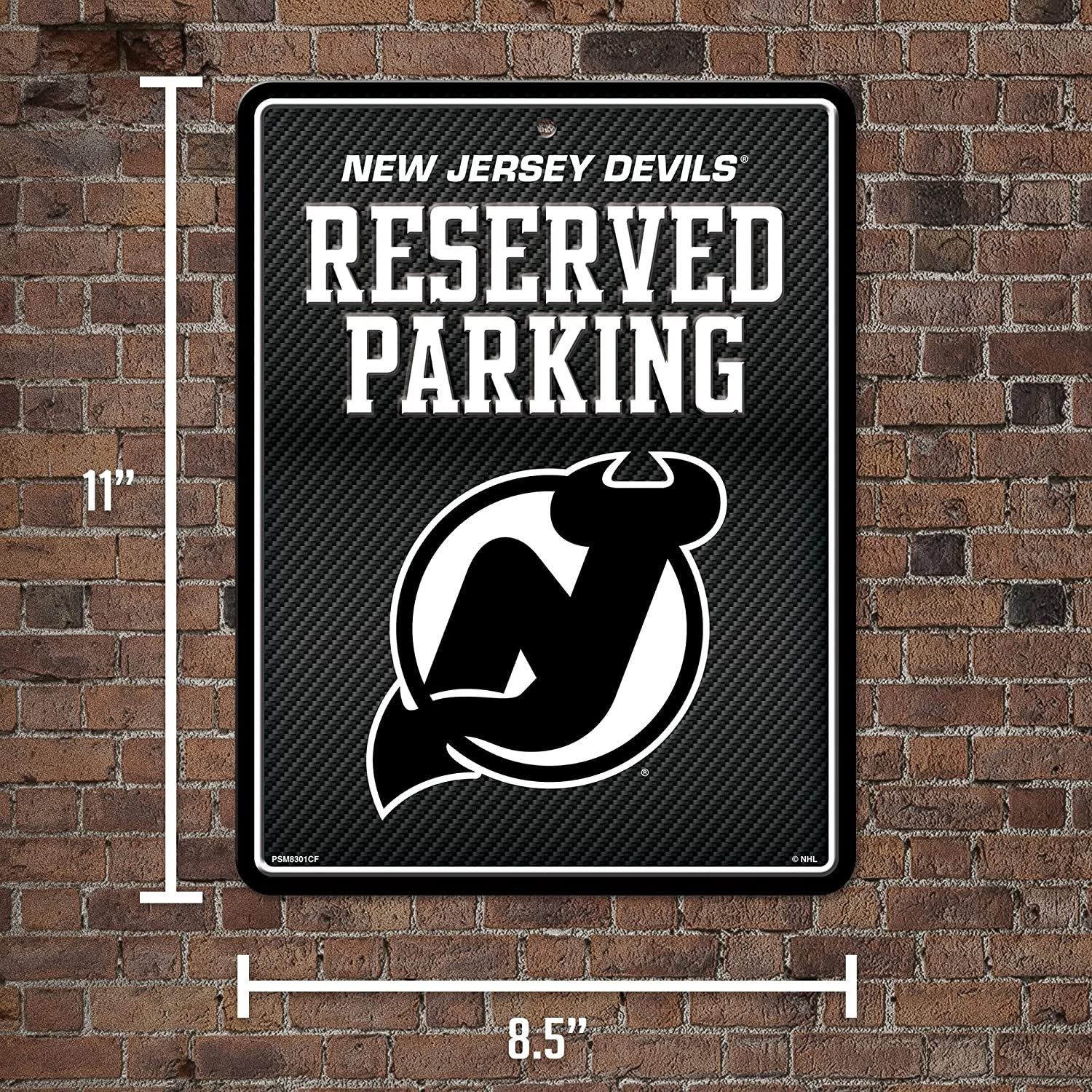 New Jersey Devils Metal Parking Sign, Carbon Fiber Design 8.5x11 Inch