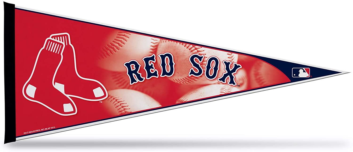 Boston Red Sox Soft Felt Pennant, Baseball Design, 12x30 Inch, Easy To Hang