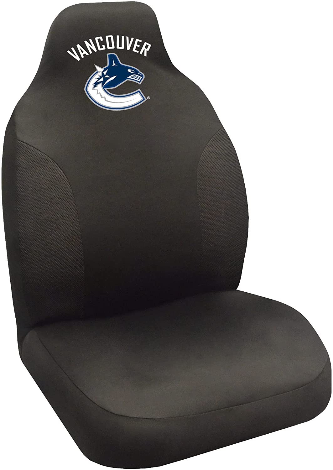 FANMATS Vancouver Canucks Seat Cover Black Embroidered Bucket Seat Elastic