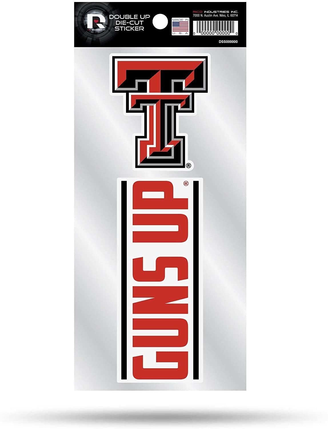 Texas Tech University Red Raiders 2-Piece Double Up Die Cut Sticker Decal Sheet, 4x8 Inch
