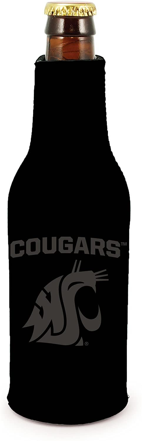 Washington State Cougars 2-Pack Zipper Bottle Tonal Black Beverage Insulator Neoprene Holder Cooler Coolie University of