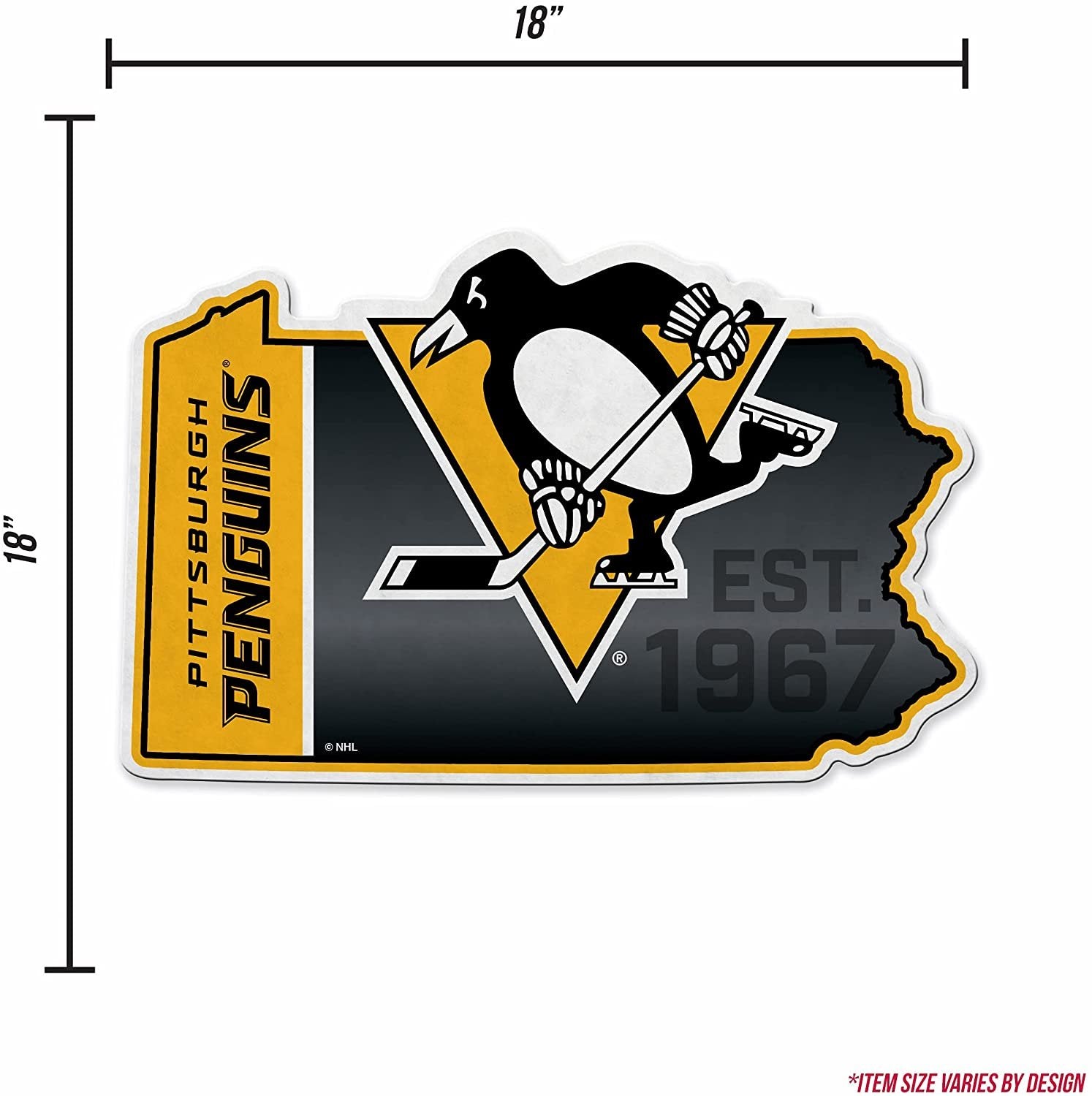 Pittsburgh Penguins 18" State Shape Pennant Soft Felt