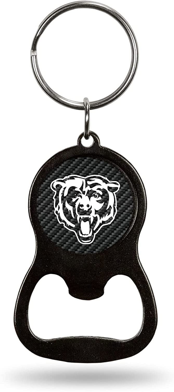 Chicago Bears Bottle Opener Keychain Carbon Fiber Design Metal Football