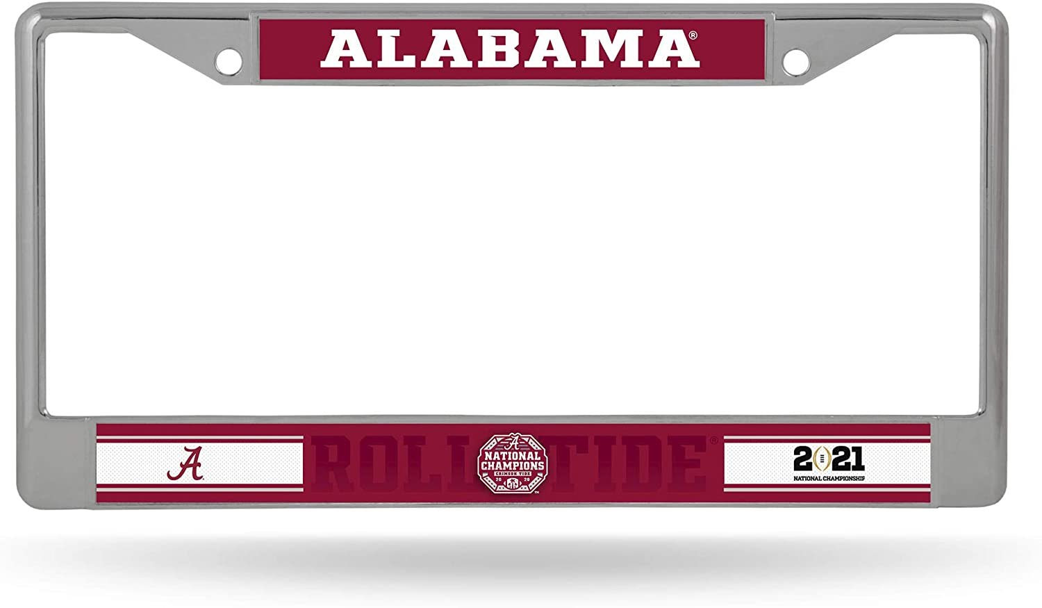 University of Alabama Crimson Tide 2020 Champions Metal License License Plate Frame Chrome Tag Cover, 12x6 Inch