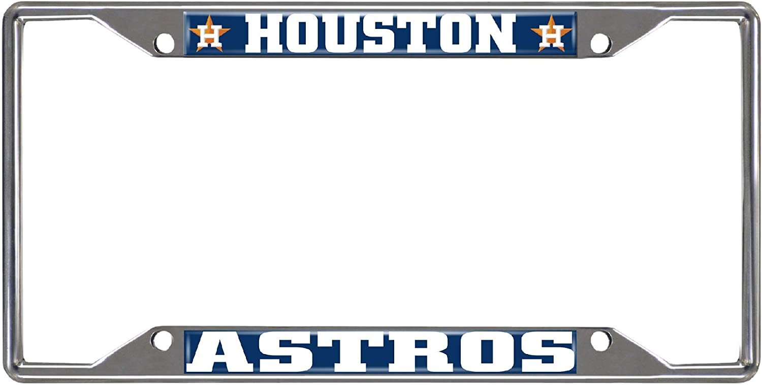 Houston Astros Metal License Plate Frame Tag Cover Chrome 6x12 Inch