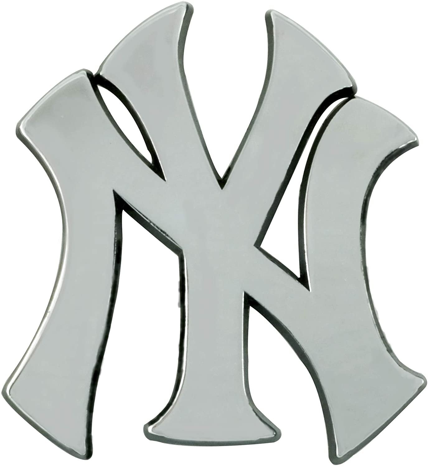 New York Yankees Solid Metal Chrome Auto Emblem Emblem Raised Decal Adhesive Tape Backing