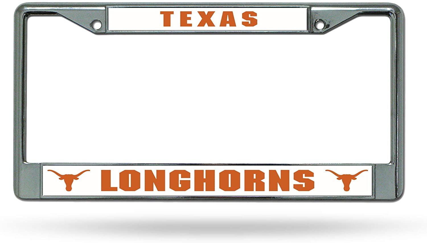 University of Texas Longhorns Premium Metal License Plate Frame Chrome Tag Cover, 12x6 Inch