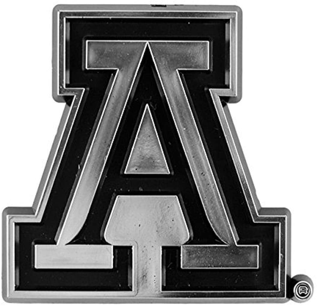 University of Arizona Wildcats Auto Emblem, Silver Chrome Color, Raised Molded Shape Cut Plastic, Adhesive Tape Backing