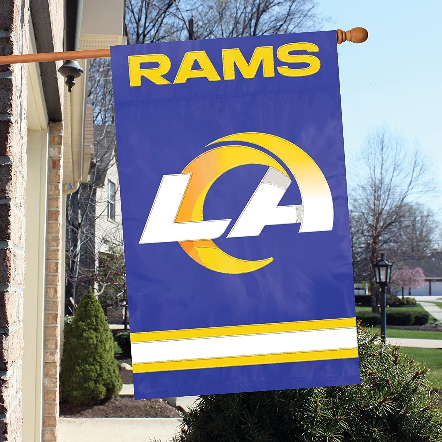 Los Angeles Rams Premium Double Sided Banner Flag Embroidered Applique 28x44 Inches