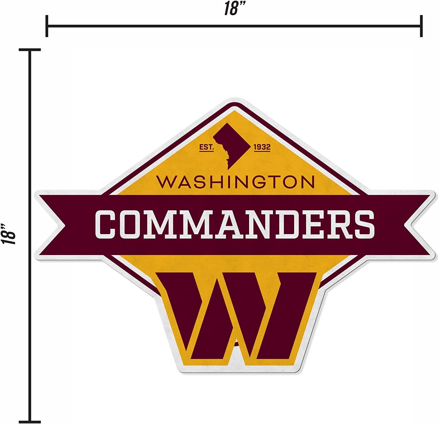 Washington Commanders Diamond Shape Cut Pennant Soft Felt 18 Inch