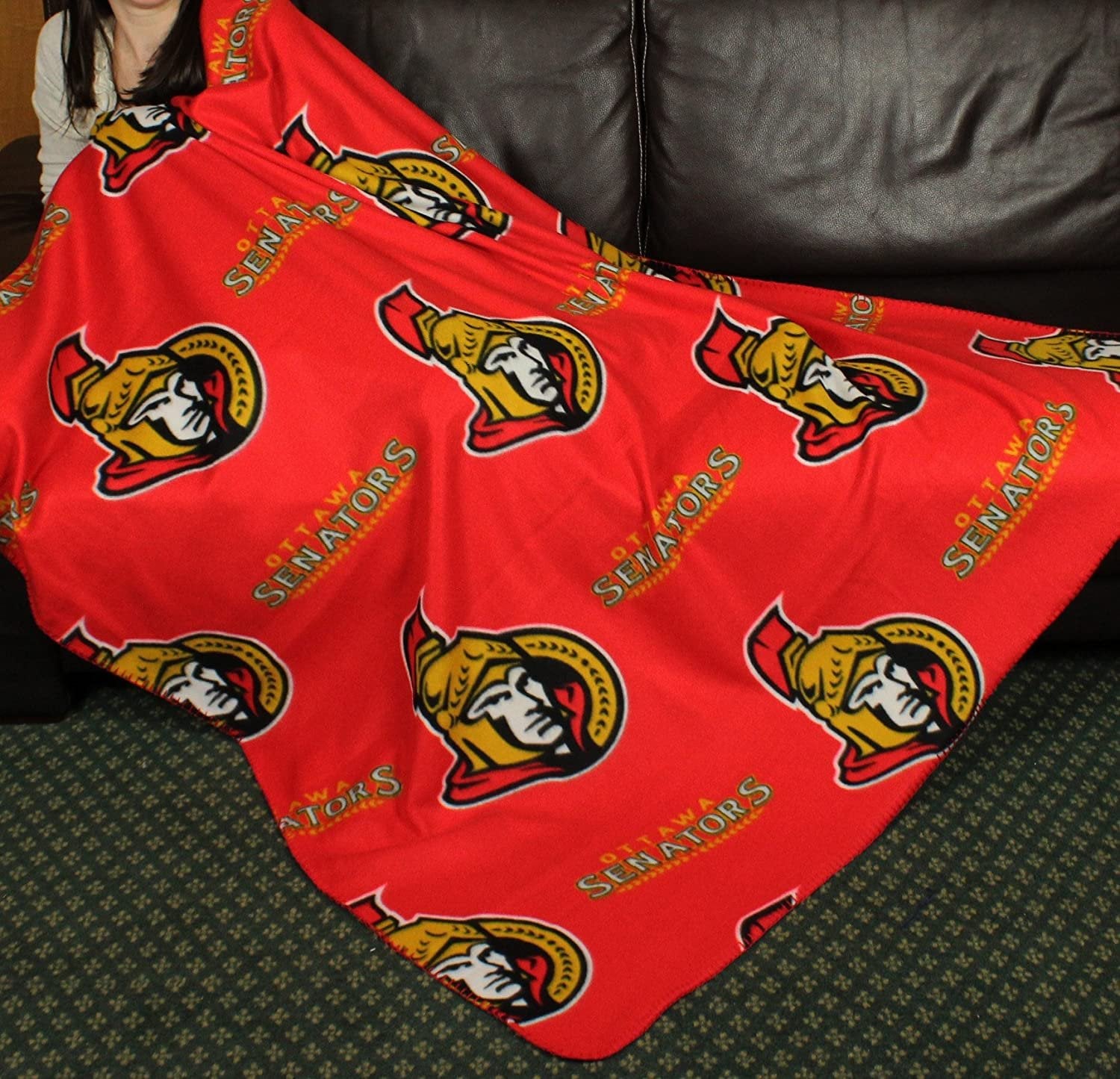 Ottawa Senators Throw Blanket, Soft Fleece, 50x60 Inch, Lightweight, Repeater Design