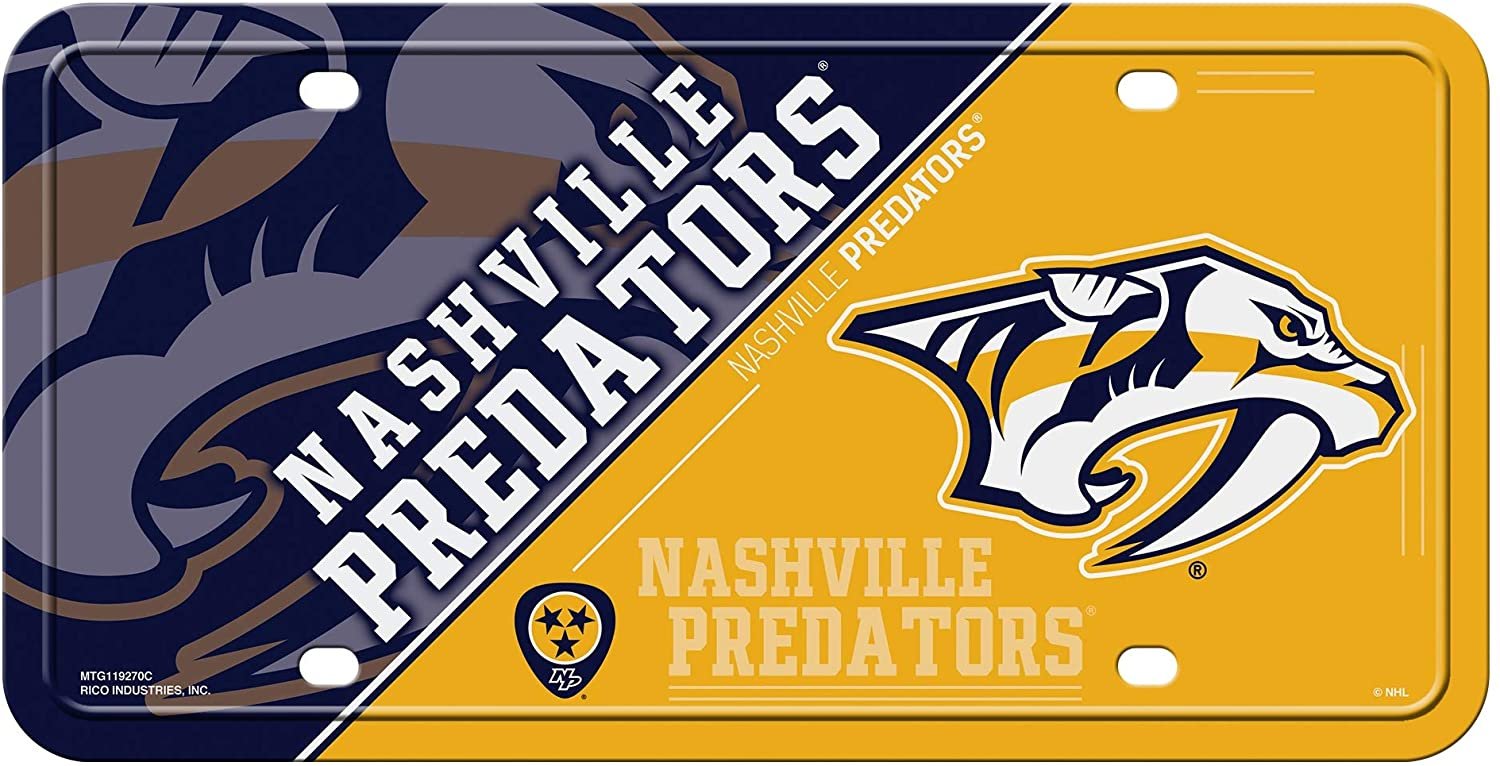 Nashville Predators Metal Auto Tag License Plate, Split Design, 6x12 Inch