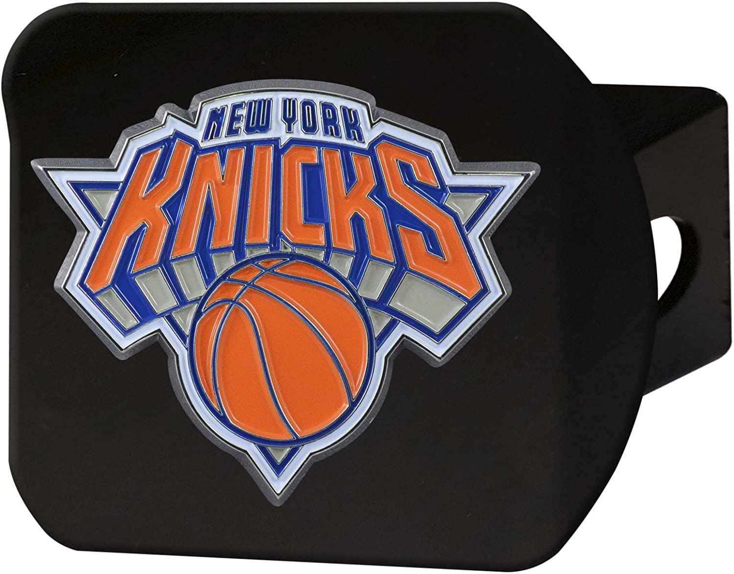 New York Knicks Solid Metal Black Hitch Cover with Color Metal Emblem 2 Inch Square Type III