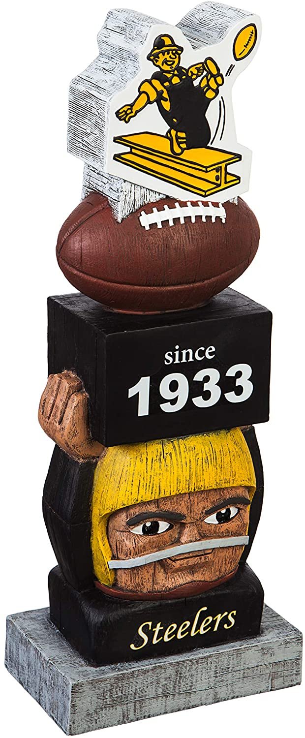 Pittsburgh Steelers 16 Inch Tiki Totem Pole Outdoor Resin Home Garden Statue Vintage Design Decoration