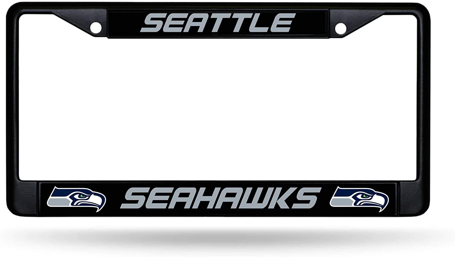 Seattle Seahawks Metal License Plate Frame Black Tag Cover 12x6 Inch