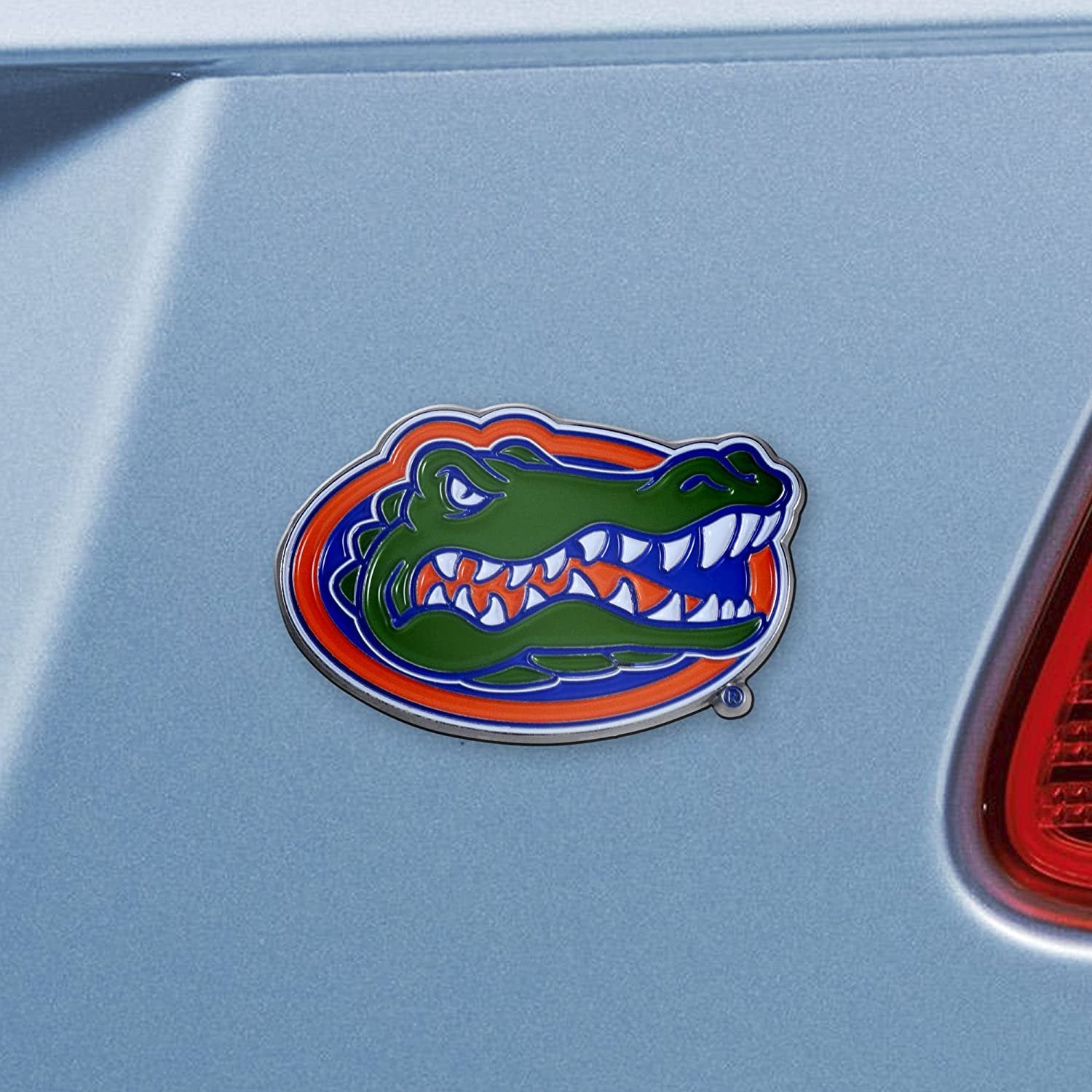 University of Florida Gators Premium Solid Metal Color Raised Auto Emblem, Shape Cut, Adhesive Backing