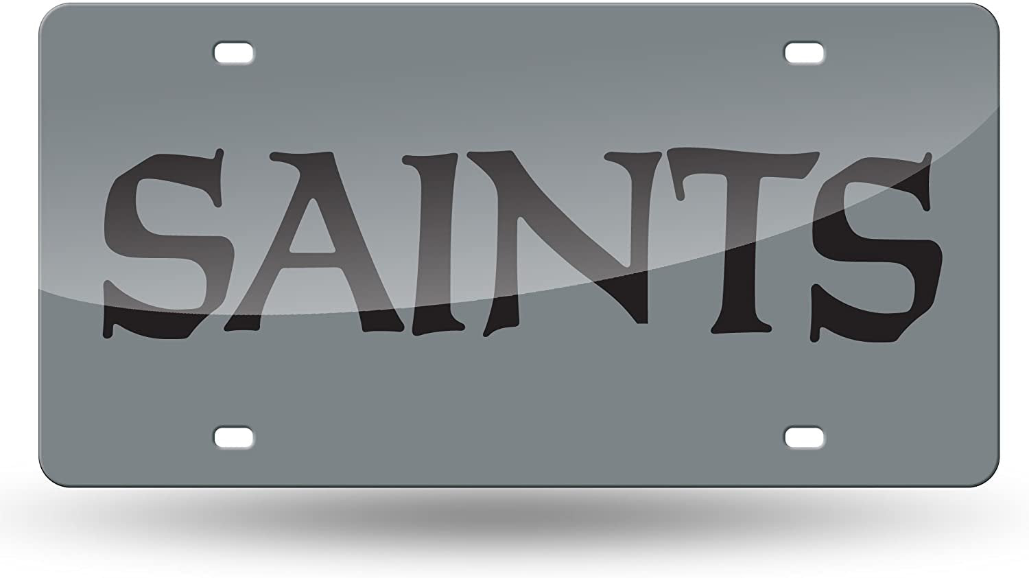 New Orleans Saints Premium Laser Cut Tag License Plate Mirrored Acrylic Inlaid Script Design 6x12 Inch