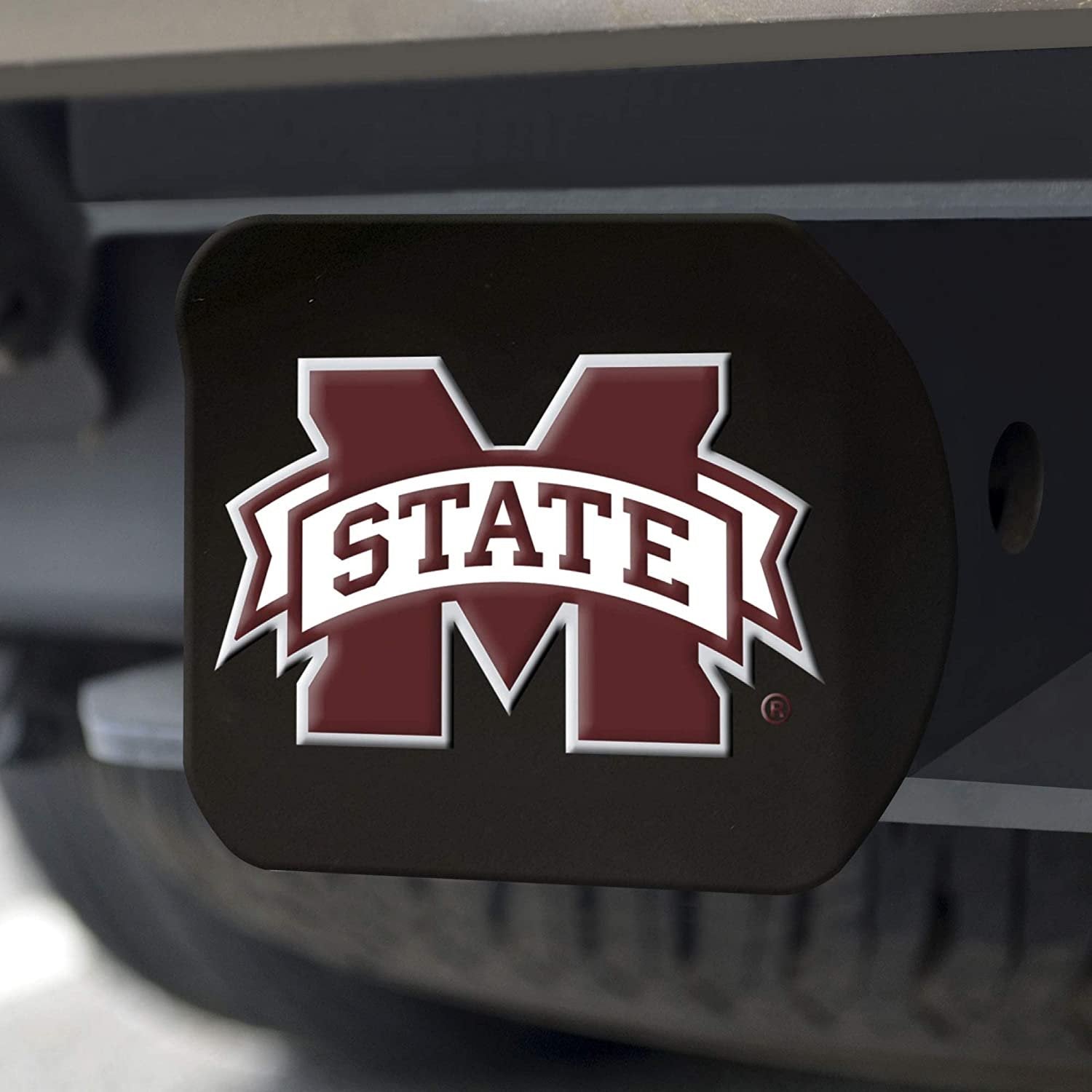 Mississippi State Bulldogs Hitch Cover Black Solid Metal with Raised Color Metal Emblem 2" Square Type III University