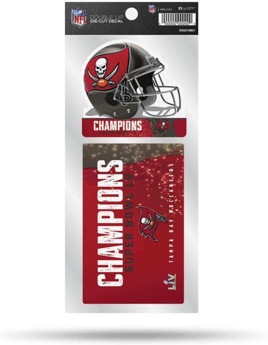 Tampa Bay Buccaneers 2021 Super Bowl LV Champions Sticker Decal Sheet 2-Piece, 4 Inch Double Up