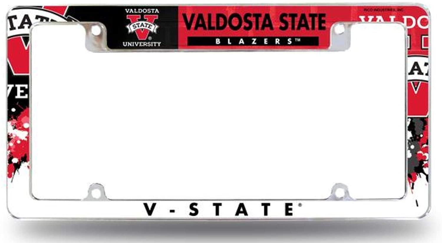 Valdosta State University Blazers Metal License Plate Frame Tag Cover, All Over Design, 12x6 Inch