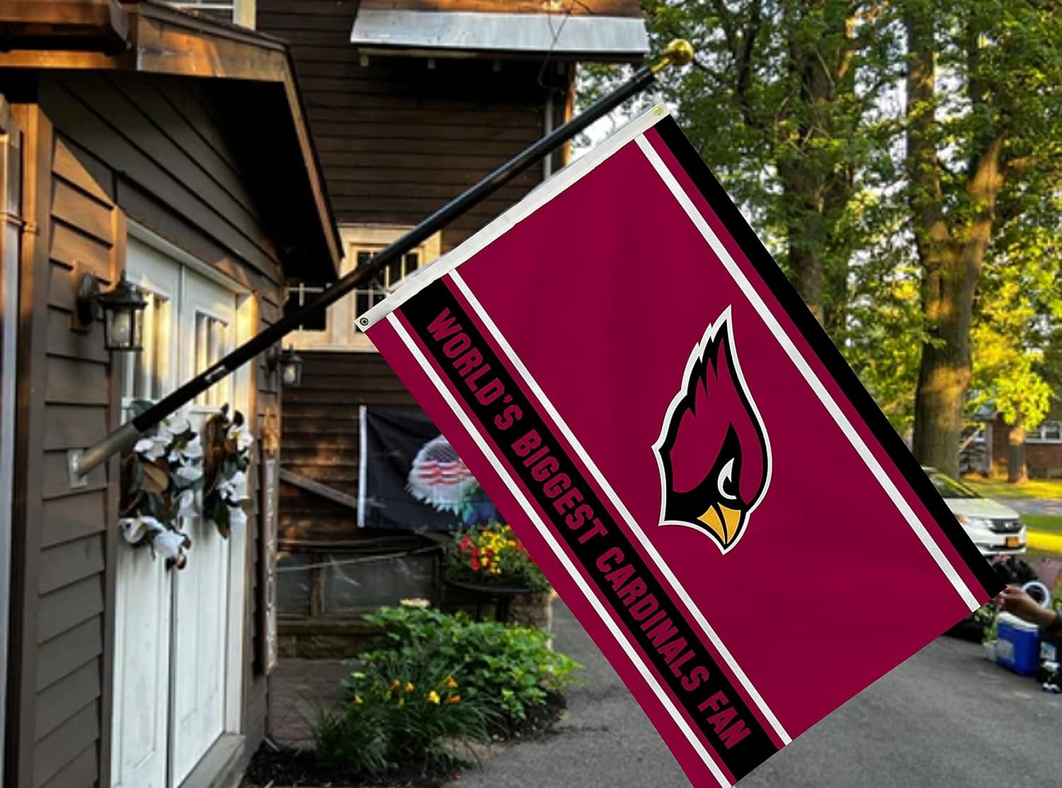 Arizona Cardinals 3x5 Feet Flag Banner, World's Biggest Fan, Metal Grommets, Single Sided, Indoor or Outdoor Use