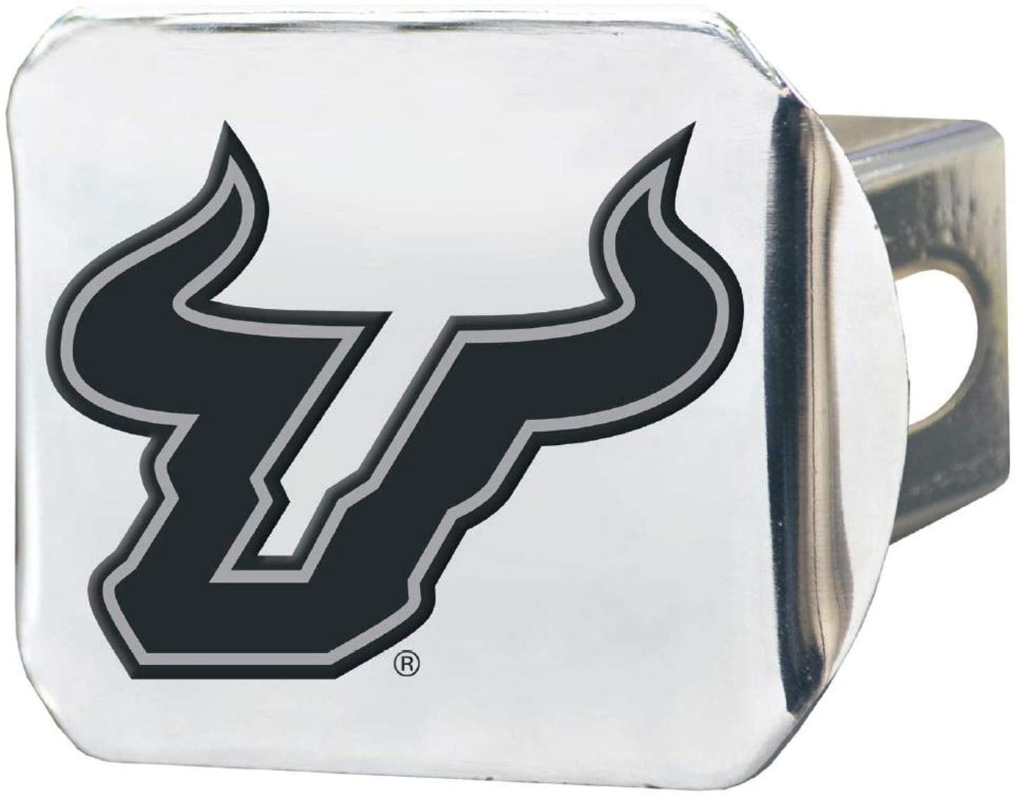 USF South Florida Bulls Hitch Cover Solid Metal with Raised Chrome Metal Emblem 2" Square Type III University of