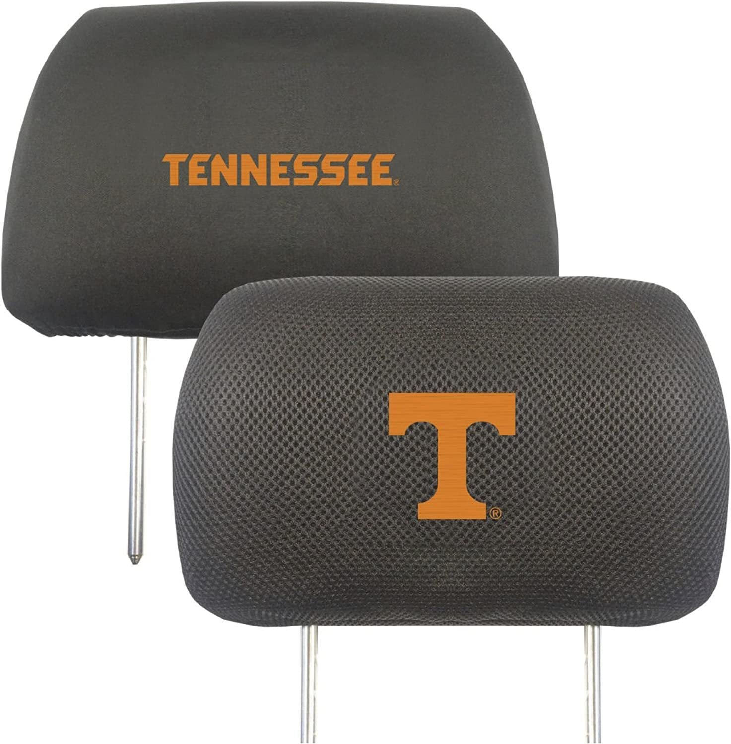 University of Tennessee Volunteers Premium Pair of Auto Head Rest Covers, Black, Elastic, 10x14 Inch