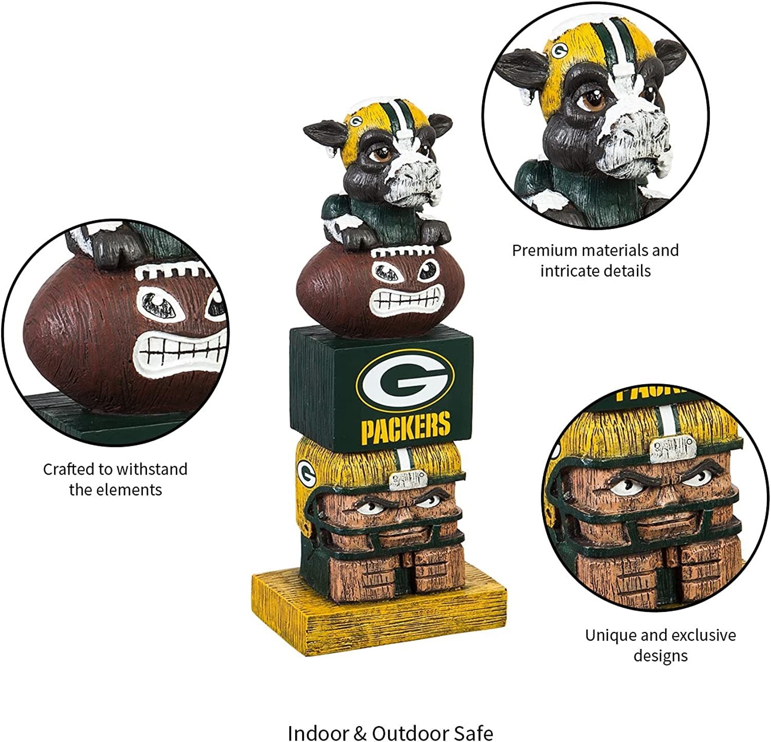 Green Bay Packers 16 Inch Tiki Totem Garden Statue Resin Outdoor Decoration